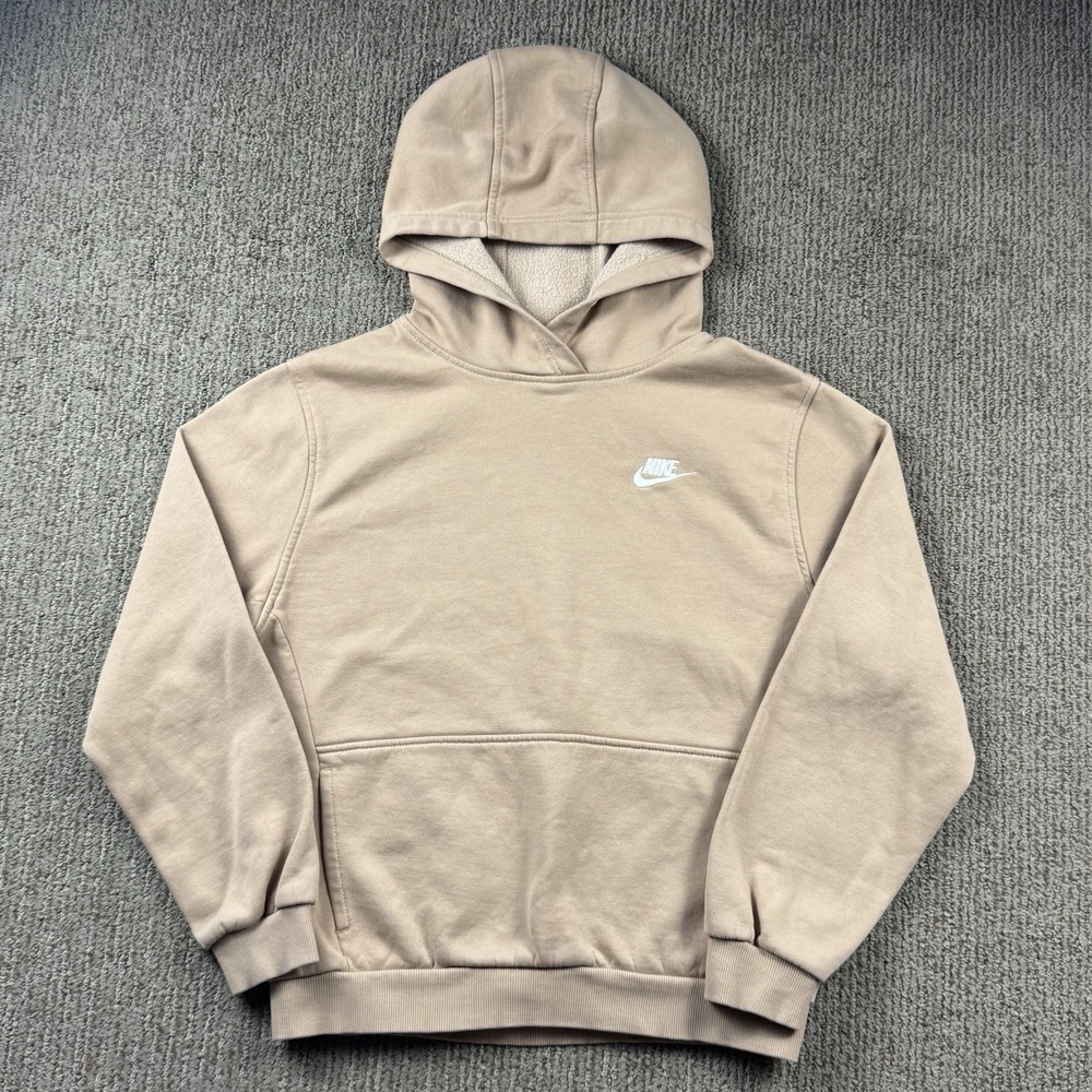 Nike Youth XL Sportswear Club Fleece Pullover Hoodie Sweatshirt Tan Light Brown
